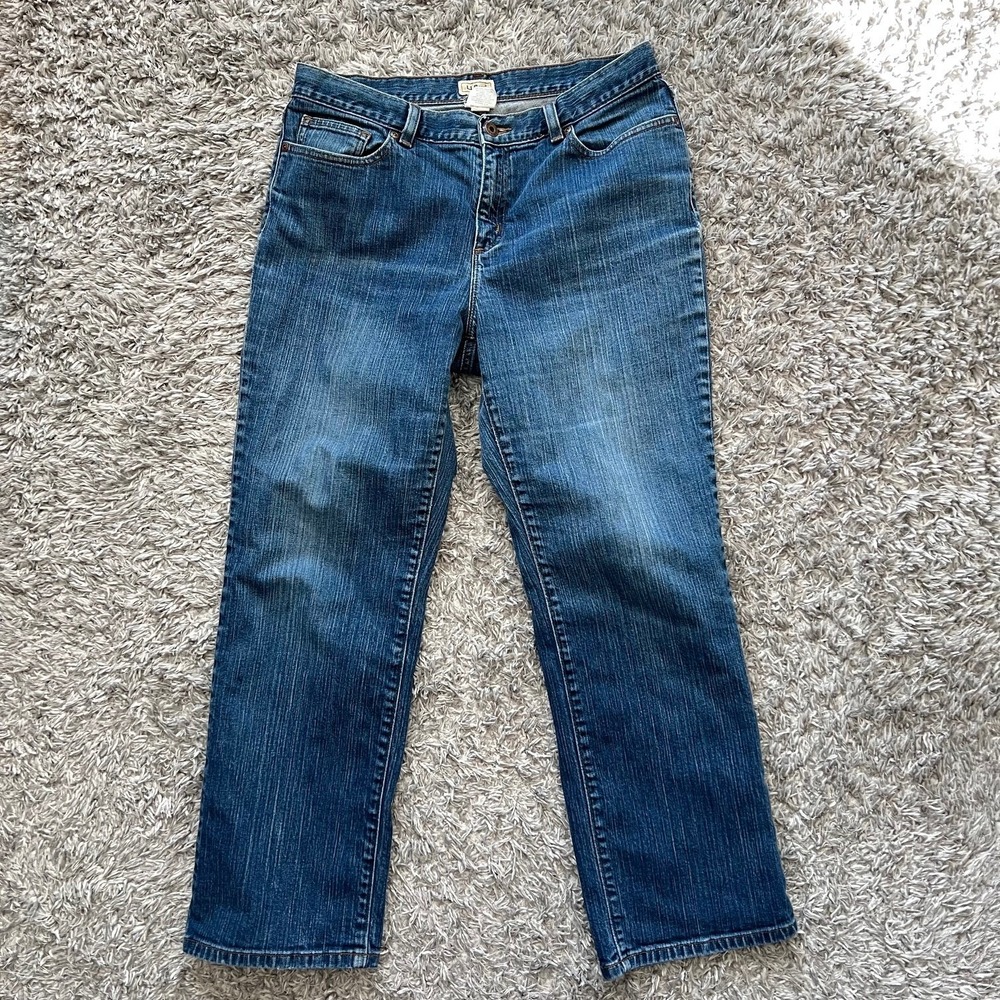 Vintage 80s LL BEAN Jeans Womens 12 Petite Mid Rise Blue Med Wash Cotton - Picture 2 of 9